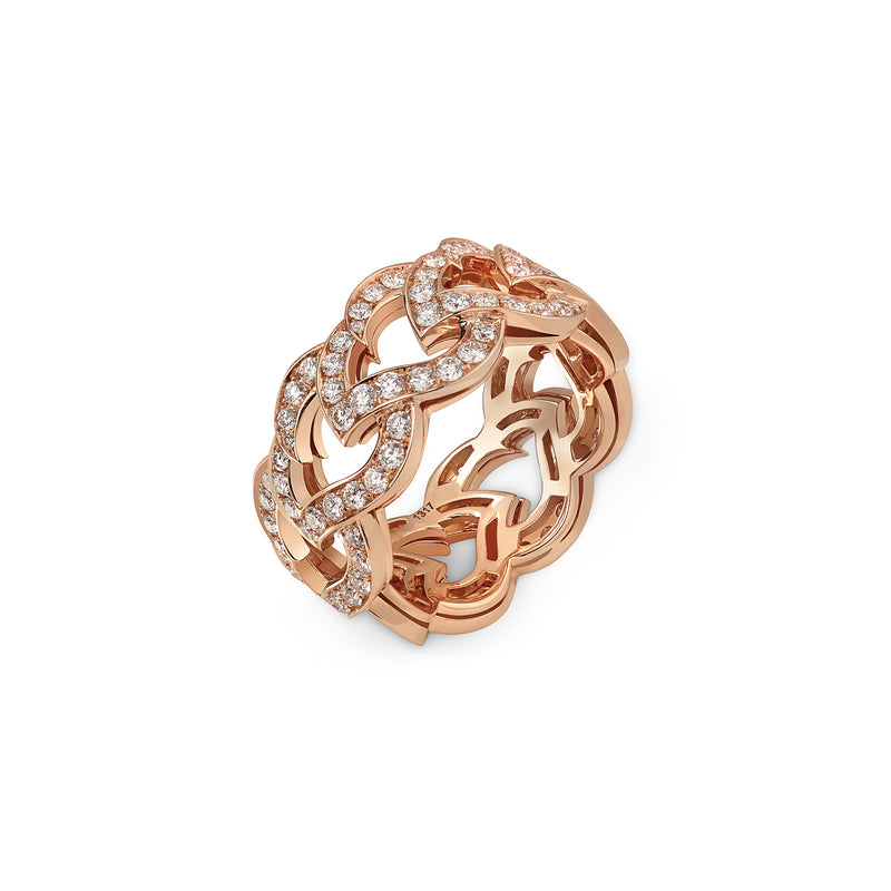 Kashmir Rose Gold and Diamond Chain Ring