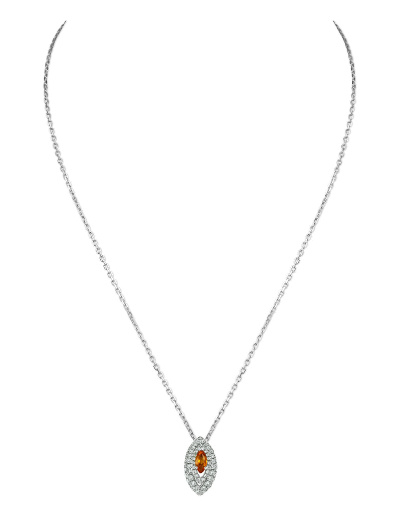 Gemma Orange Sapphire and Diamond Pave' Pendant